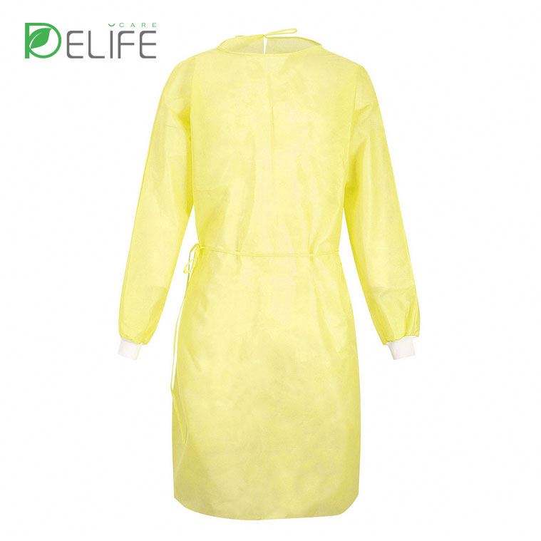 Yellow Lab Disposable Lab Coat with Elastic Collar Cuffs Work Clothes Dust  Suit for Cleaning PP PE Material