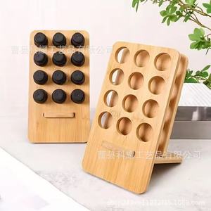Wooden Essential Oil <b>Bottle</b> <b>Storage</b> <b>Rack</b> 12 Compartment Bamboo Desktop Organizer Standing Type Multi Layer Display Holder - Product Image 4