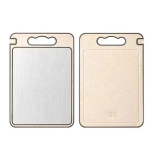 Planche à découper en plastique double face antibactérienne, planche à découper en acier inoxydable avec aiguiseur - Product Image 1