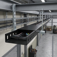 Support de câbles en acier ignifuge avec revêtement en poudre noire, perforé, à grande portée, pour la gestion des câbles en usine