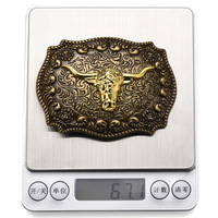 Hebillas de cinturón occidentales de aleación de zinc con acabado envejecido de 40 mm, diseño de cruz de caballo y toro, venta al por mayor, hebilla de cinturón personalizada de 63 g