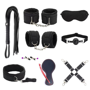 Ensemble BDSM pour couple comprenant des menottes, des pinces à tétons, un plug anal, un vibromasseur pour <span class=keywords><strong>culotte</strong></span> - Jouets sexuels pour hommes pour jeux de rôle - Product Image 2