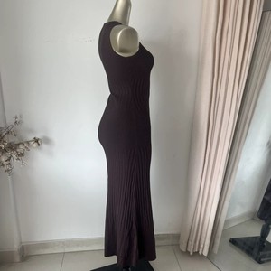 Robe de plage décontractée <span class=keywords><strong>en</strong></span> tricot côtelé pour femme, sexy, maxi, col <span class=keywords><strong>en</strong></span> V évidé, sans manches, coupe trapèze, cache-maillot de bain, pour les <span class=keywords><strong>vacances</strong></span> d'été - Product Image 4