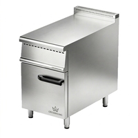 Fourneau de cuisson commercial en acier inoxydable avec plancha, table de travail et friteuse intégrées pour cuisine de restaurant occidental