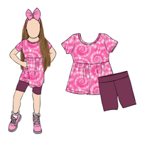 Haut tie-dye imprimé à motifs personnalisés pour l'été durable avec short uni ensembles de vêtements pour bébés filles