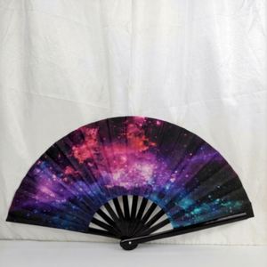 Abanico de Mano de Bambú Grande de 33 cm con Diseño Estrellado, Personalizable con Logotipo, Técnica de Pintura, Ideal para Festivales de Música y Eventos, Venta al Por Mayor - Product Image 4