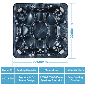 VIRLUX V1011 อ่างสปาสุดหรูสำหรับ 6 คน พร้อมระบบผ่อนคลายกล้ามเนื้อทั่วร่างกายอย่างล้ำลึก V1011 T14 อ่างน้ำร้อนสำหรับ 6 คน V1011 T14 - Product Image 3