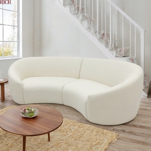 Sofá Seccional Curvo en Forma de Riñón, Moderno y Minimalista, para Sala de Estar, Hotel, Oficina, Eventos, Media <span class=keywords><strong>Luna</strong></span>, Redondo, de Terciopelo y Lino - Product Image 3