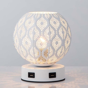 Vintage <strong>Moroccan</strong> Style Metal Table <strong>Lamp</strong> with Round <strong>Shade</strong> Creative Modern Design for Bedroom Nightlight Small Light Atmosphere - Product Image 4