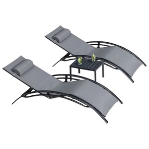 Ensemble de chaises longues de patio modernes toutes saisons, 2 fauteuils inclinables réglables avec petite table d'appoint pour <span class=keywords><strong>jardin</strong></span>, balcon, piscine, villa - Product Image 1