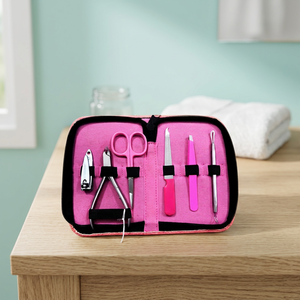 Kit de manucure professionnel ASAPPink, ensemble de soins des ongles, outils de manucure et pédicure en acier inoxydable, coupe-ongles 3-en-1, étui rose pour - Product Image 2