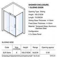 Cabine de douche rectangulaire sans cadre en aluminium avec porte de douche transparente de 8 mm, 120x80 cm