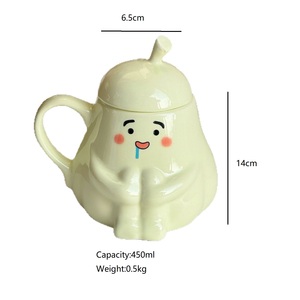 Tazza in Ceramica INS Embrace Pear, Divertente e Pratica Tazza da Bere con Coperchio, Regalo di Compleanno per Fidanzate, Tazza da Caffè - Product Image 5