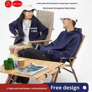 Sudadera con Capucha y Cremallera, Diseño Holgado con Estampado de Corazón, Algodón/Poliéster, Logotipo Personalizado, Ropa de Trabajo Unisex para Equipos - Product Image 2