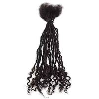 Ekstensi Rambut Manusia Premium Inter Curly Locs 12 Inch 0.2cm Warna Alami Locs Buatan Tangan Lembut Ringan Tahan Lama