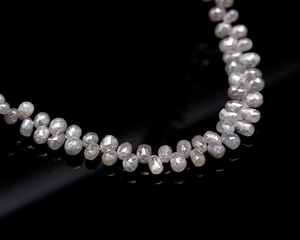 LUSTRE LD White Diamond Briolette Strands Forma de fantasía Colgante de gota de lágrima facetada Cuentas sueltas 3mm de diámetro Certificado por terceros - Product Image 4