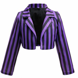 Costume da Bambina per Cosplay <span class=keywords><strong>Mercoledì</strong></span>, Abito a Righe in Poliestere, Costume per Feste, Travestimento per Bambini Ispirato a Film e Serie TV - Product Image 4
