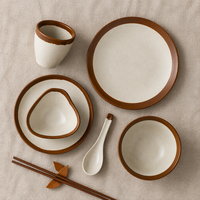 Service de table en mélamine effet porcelaine émaillée, sans BPA, incassable, assiettes et bols, vaisselle pour hôtels et restaurants, vente en gros OEM