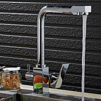 Filter Pemurni Air Minum Kuningan Hitam Keran Dapur Model Deck Mounted dengan 2 Pilihan Saluran Air