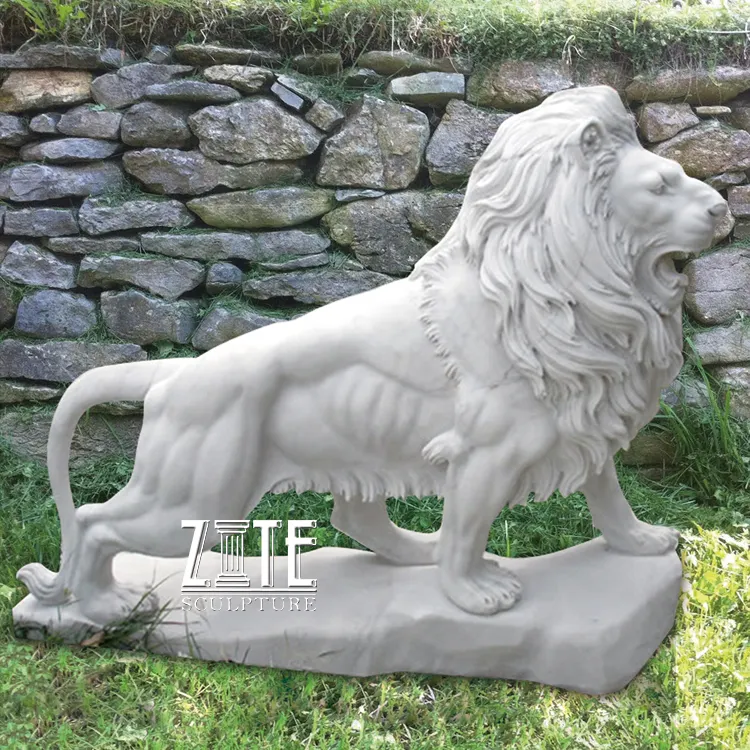 New Products Life Size Stone Marble Walking Lion Statues