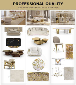 Sofá Tapizado en Terciopelo de Estilo Francés de Lujo para Villa, Sala de Estar de Alta Gama, Sofá con Detalles en Metal Dorado - Product Image 4