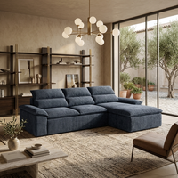 Canapé-lit modulaire en velours capitonné de luxe moderne en forme de L pour hôtel et villa, mobilier confortable pour salon avec livraison rapide