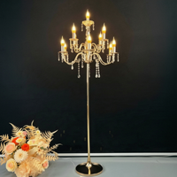 Support de bougie de mariage en métal lumineux haut de gamme, support de lampes LED de haute qualité pour éclairage de route, décorations d'arrière-plan de scène de mariage, ornements - Grande Vente