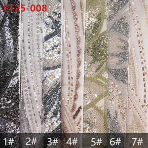 Tissu en <span class=keywords><strong>tulle</strong></span> brodé de sequins, style fleur, luxe, entièrement perlé, vente en gros - Product Image 6