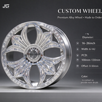 Velg Roda Mobil Mewah Custom Forged Flower Wheel Rim JG 16-26 inci PCD5X100/120/130mm Silver Chrome, Cocok untuk Rolls Royce, Cadillac, Porsche