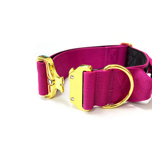 5 सेमी समायोज्य नायलॉन सामरिक नरम नियोप्रोन त्वरित रिलीज गोल्ड मेटल बकल कुत्ते कॉलर हैंडल के साथ हैंडल - Product Image 2