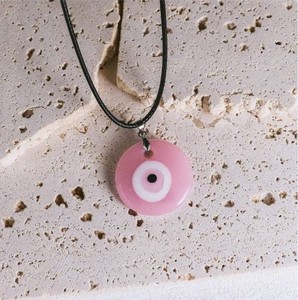 Collana Economica con Occhio Turco Rosa, Ciondolo in Vetro da 3cm, Cordino in Pelle, Gioiello Portafortuna alla Moda per Donne e Ragazze - Product Image 6