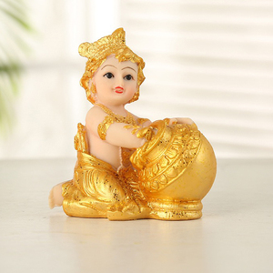 Vente en gros Feng Shui Statue Résine Hindou Dieu Figurine Bal Krishna Sculpture Makhan Chor Indien Bouddha Diwali Cadeau Temple Ornement - Product Image 6