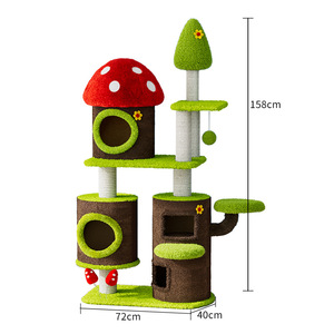 Colorful Mushroom Sisal Cat Climbing <b>Frame</b> Tower Cat Tree House Wooden Cat Tree - Product Image 6