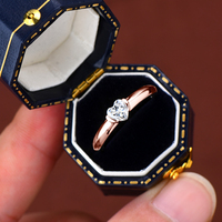 Vente chaude prix de gros 925 argent Sterling 0.5ct en forme de coeur Moissanite Solitaire bague de fiançailles pour les femmes
