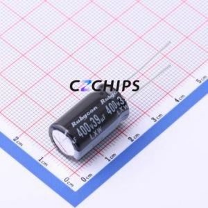 Condensador Electrolítico de Aluminio de Orificio Pasante 400LXW39MEFR12.5X20, Orificio Pasante, D12.5xL20mm 39uF 20% 400V 858mA-100kHz - Product Image 1