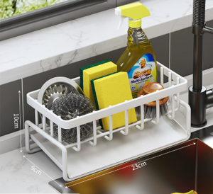 O novo design apresenta uma torneira pia de alta qualidade montado na parede multi-funcional armazenamento Rack esponja armazenamento e drenagem Rack - Product Image 3