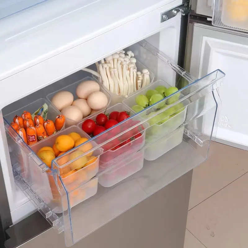 Organisateur de réfrigérateur de cuisine Rangement pratique pour les légumes, les fruits et les aliments Boîtes de rangement