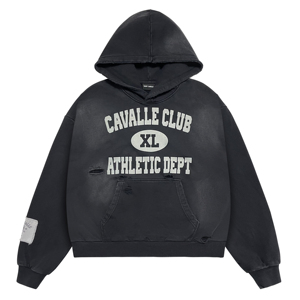 Sudadera con Capucha para Hombre, Estilo Vantage, Lavado Desgastado, Estampado Personalizado, Algodón Puro, Talla Grande, con Parches - Product Image 1