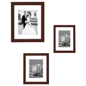 Marcos de fotos para montaje en pared, de madera, 8x10, con estera o 11x14, sin estera marrón - Product Image 4