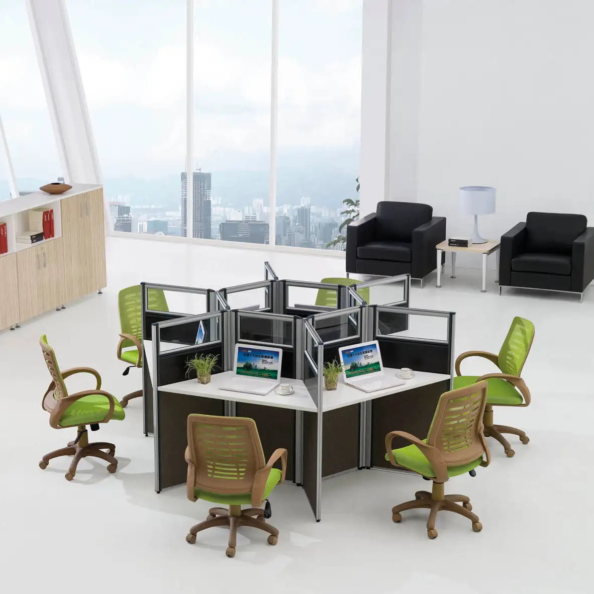 Personalizar 4 -8 se persona americano muebles de oficina de múltiples capas de gabinete de almacenamiento de la estación de trabajo de escritorio espacio estilo
