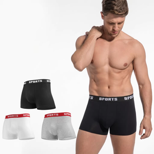 Boxer da Uomo Traspiranti in Maglia Stampata con Logo in Vita, Intimo Sportivo Personalizzato a Taglio Quadrato - Product Image 1