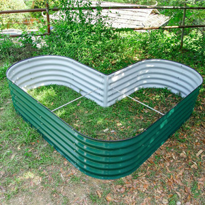 Grand lit de jardin surélevé en acier galvanisé en forme de L de 17 pouces de hauteur pour une utilisation domestique comme jardinière pour légumes et fleurs - Product Image 4