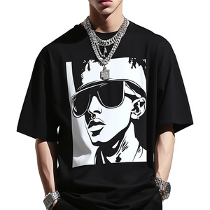 Maglietta alla moda oversize da <span class=keywords><strong>uomo</strong></span> bianca con stampa grafica traspirante in cotone nero Casual Look quotidiano Streetwear per <span class=keywords><strong>uomo</strong></span> - Product Image 6