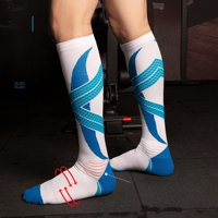 Chaussettes de compression professionnelles pour sports de plein air, tricotées, respirantes, design coloré, chaussettes de randonnée à compression