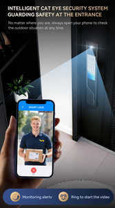 Serrure de porte intelligente Glomarket Premium en alliage d'aluminium avec application Tuya, contrôle à distance, interphone vidéo, déverrouillage par reconnaissance faciale - Product Image 4