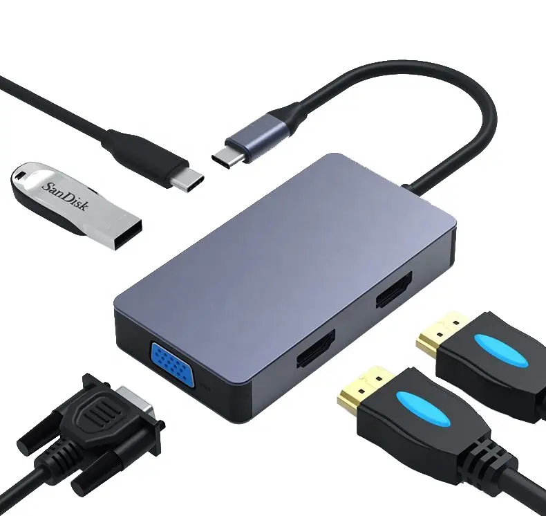 4K HD-MI VGA Power Delivery 100W USB 3.0 Type-C docking station 5 in 1 usb hub