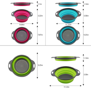 Inthetrend Eco-Friendly Blue Plastic Vegetable Strainer <b>Collapsible</b> Retractable Colander Set Lids Handle Washing Drying <b>Storage</b> - Product Image 2