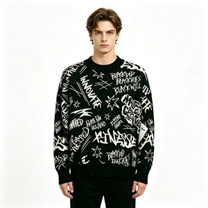 Suéter Unisex de Algodón BCI, Tejido Jacquard, Cuello Redondo, con Estampado de Letras, Estilo Urbano - Product Image 1