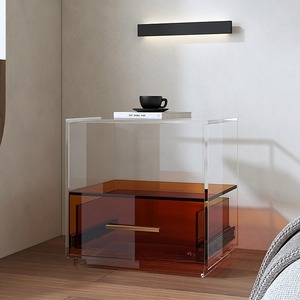 長方形ブラックアクリルコーヒーテーブル1つの引き出しサイズカラーカスタムアクリルサイドテーブル寝室アクリルナイトスタンド - Product Image 3