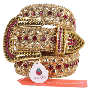 SUNDO NOUVEAU Haute Designer BB Western <span class=keywords><strong>Cowboy</strong></span> Diamant Ceintures En <span class=keywords><strong>Cuir</strong></span> Véritable Hommes Femmes Rose Or <span class=keywords><strong>Ceinture</strong></span> De Luxe Strass <span class=keywords><strong>Ceinture</strong></span> Bling - Product Image 3